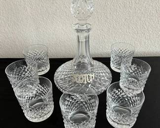 GB119Crystal Scotch Glasses And Decanter