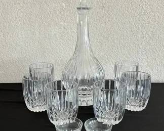 GB112Crystal Decanter, Glasses,  Cut Glass Shot Glasses