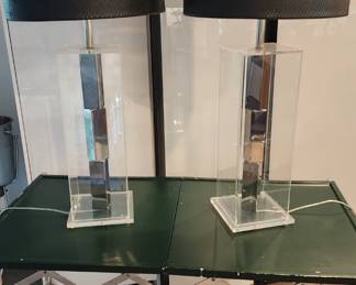 PAIR OF LUCITE LAUREL LAMPS , NEW REWIRE 1960S