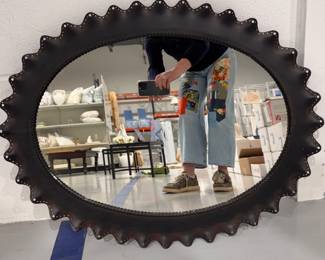 Oval Pierced Metal Mirror. Measures 29" x 23". Photo 1 of 2.