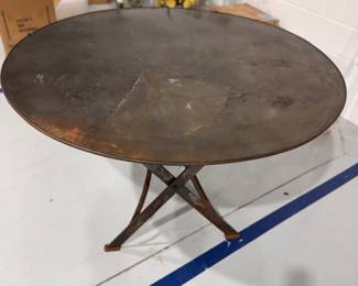 Folding Zinc-Top Dining Table. Measures 60" R. Photo 3 of 3.