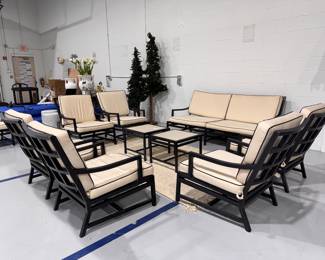Crate & Barrel Outdoor Furniture -- Sofa, Four Side Tables and 8 Club Chairs. Photo 1 of 7.