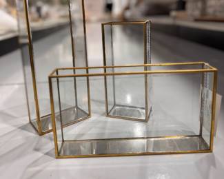 Gold Trimmed Square Window Vases - Various Sizes. 