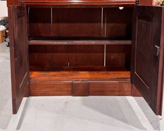 Antique Mahogany Cabinet with Drawer. Measures 42" W x 14" D x 33" H. Photo 6 of 6.