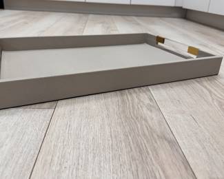 Faux Shagreen Tray with Lucite Handles. Measures 22" W x 14" D. Photo 1 of 2. 