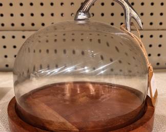 Glass Dome Cloche Covered Cheese Board / Serving Tray. 