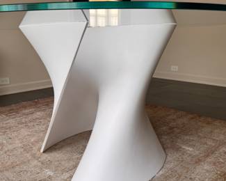 Xavier Lust White "S" Table. Measures 55" D x 28.5" H with 28" Clearance. Photo 4 of 5. 