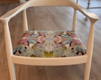 Danish Armchair with Seat Upholstered in Laura Park "Martini Olives" Fabric. Measures 24" W x 31" H with 18" Seat Height. Photo 1 of 2. 