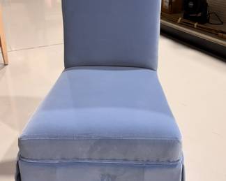 Never USED! Set of 4 Slim Skirted Parson's Dining Chairs in Thibaut Velvet. Each Measures 18" W x 21" D x 18" Seat Height. Photo 1 of 4. 