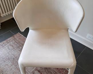 Hannes Wettstein Hola 367 White Leather Chairs. 18" Seat Height - 5 Available. Photo 2 of 4. 