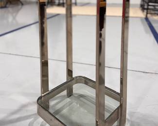 RH Chrome & Glass Side Table - 2 Available. Each Measures 12" x 12" x 26" H. Photo 1 of 2.