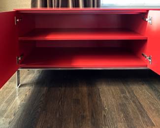 Hyama Red Lacquered Sideboard / Credenza / Console designed by Patricia Urquiola for Cassina. Measures 118" W x 18" D x 26" H. Photo 5 of 5. 