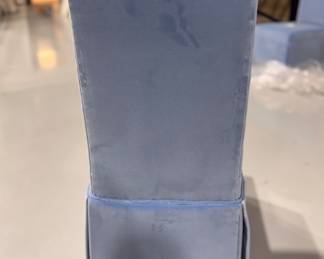 Never USED! Set of 4 Slim Skirted Parson's Dining Chairs in Thibaut Velvet. Each Measures 18" W x 21" D x 18" Seat Height. Photo 3 of 4. 