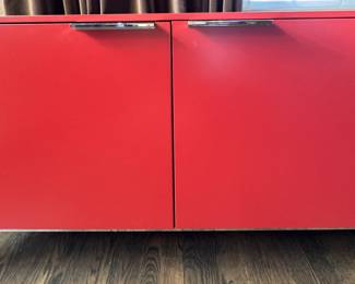 Hyama Red Lacquered Sideboard / Credenza / Console designed by Patricia Urquiola for Cassina. Measures 118" W x 18" D x 26" H. Photo 4 of 5. 