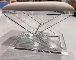 Interlude Home Acrylic Asher Bench in Ultra Suede Fabric - Only 1. Brand New! Measures 24" W x 16" D x 19" Seat Height. Photo 1 of 2. 