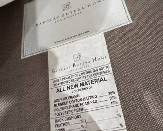 Pair of Barlcay Butera Home Sydney Club Chairs with Ebonized Wood Legs on Casters & Down Filled Cushions. Each Measures 32" W x 40" H. Photo 3 of 3.