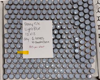 Light Blue Penny Tile. 60 Sheets. Each Measures 12" x 12". 