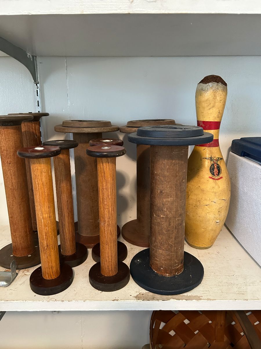 Vintage Wooden spools or bobbins from a textile mill