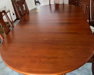 Amish made cherry table with self storing leaves, 6 chairs