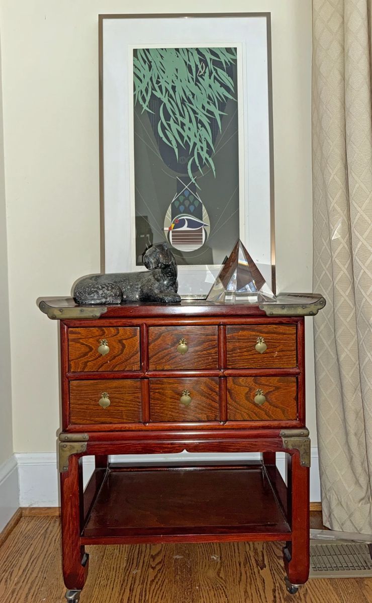 Antique or vintage Korean or Chinese cabinet, often referred to as a "bandaji" or "tansu" chest
