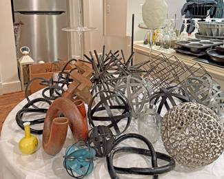 Metal Spheres (Orbs) and Geometric Shapes, Vases, Flower Arrangement Objects