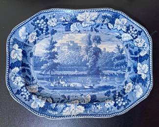 Large Platter, "Kenmount, Dumfriesshire" pattern, made by the English pottery firm Enoch Wood & Sons