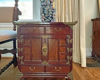 Antique or vintage Korean or Chinese cabinet, often referred to as a "bandaji" or "tansu" chest