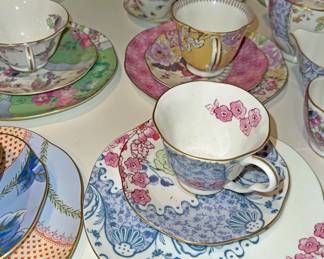 Dresden-style porcelain teacup and saucer set