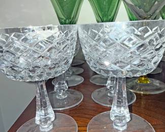 Vintage cut crystal champagne coupe glasses