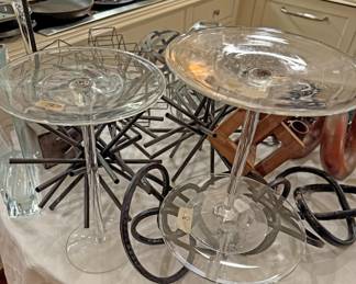 Metal Spheres (Orbs) and Geometric Shapes, Vases, Flower Arrangement Objects, Glass Cake Stands