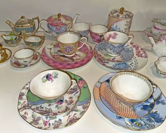 Dresden-style porcelain teacup and saucer sets