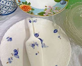 Mikasa "Fruit Bouquet" cake plate and server set and "Spring Garden" collection by Williams-Sonoma plate