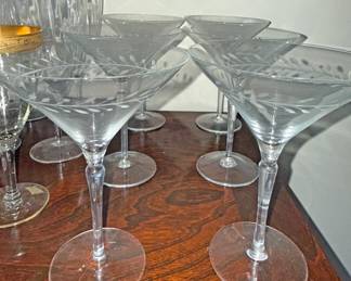 Vintage etched crystal cocktail glasses