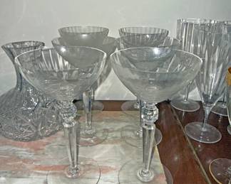 Vintage etched crystal cocktail glasses
