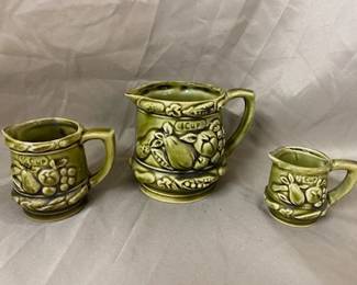 3- Olive Green Measuring Cups w/Fruit Design 