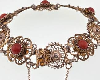 Vintage 800 silver carnelian bracelet
