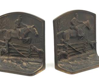 Equestrian bronze bookends