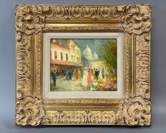 Signed T.E. Pencke Paris street scene