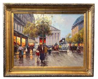 Monumental acrylic on canvas Parisian scene