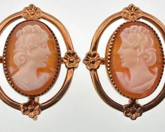 Vintage gold filled cameo earrings