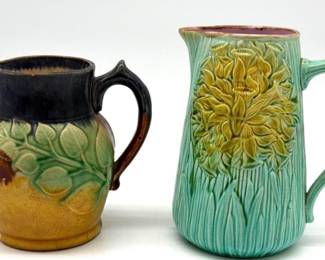 Vintage majolica pitchers (2)