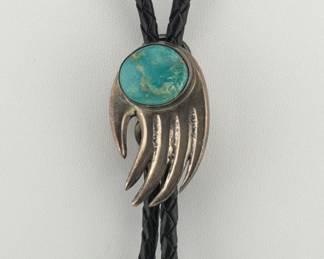 Sterling leather bolo tie