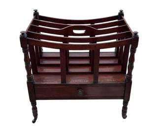 Mahogany antique Canterbury with drawer