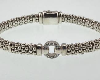 Lagos Circle Caviar sterling, diamond bracelet