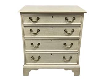 Chippendale style distressed painted small scale four drawer bureau