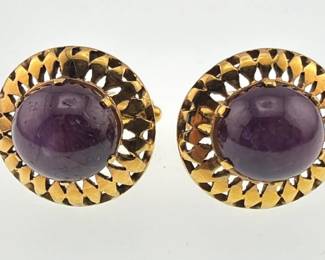 14kt purple star sapphire cuff links