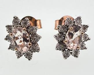 10kt pink morganite, diamond studs