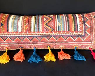 Indian embroidered lumbar pillow