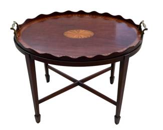 Inlaid oval tray on custom stand