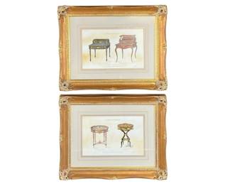 Framed 1860 "Le Magasin de Meubles" prints